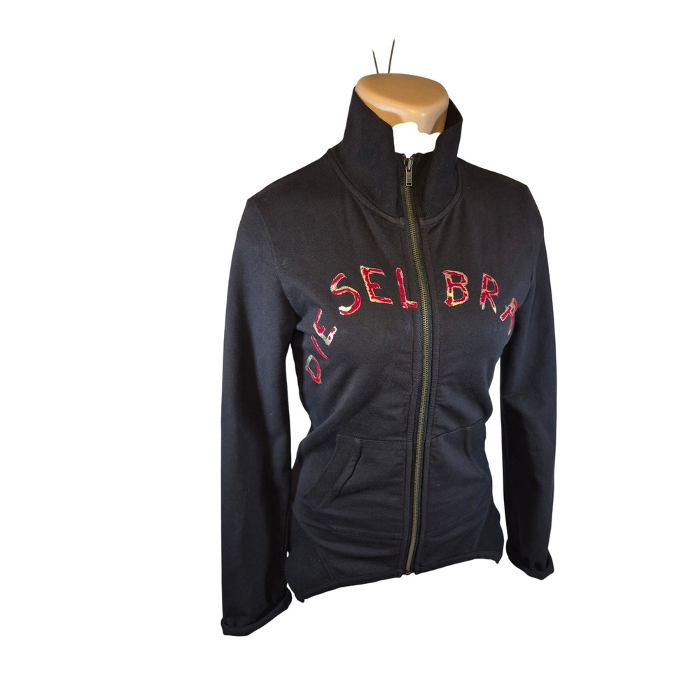 VTG Y2K Diesel Only The Brave Track Jacket High Collar Full Zip Sweatshirt S REA